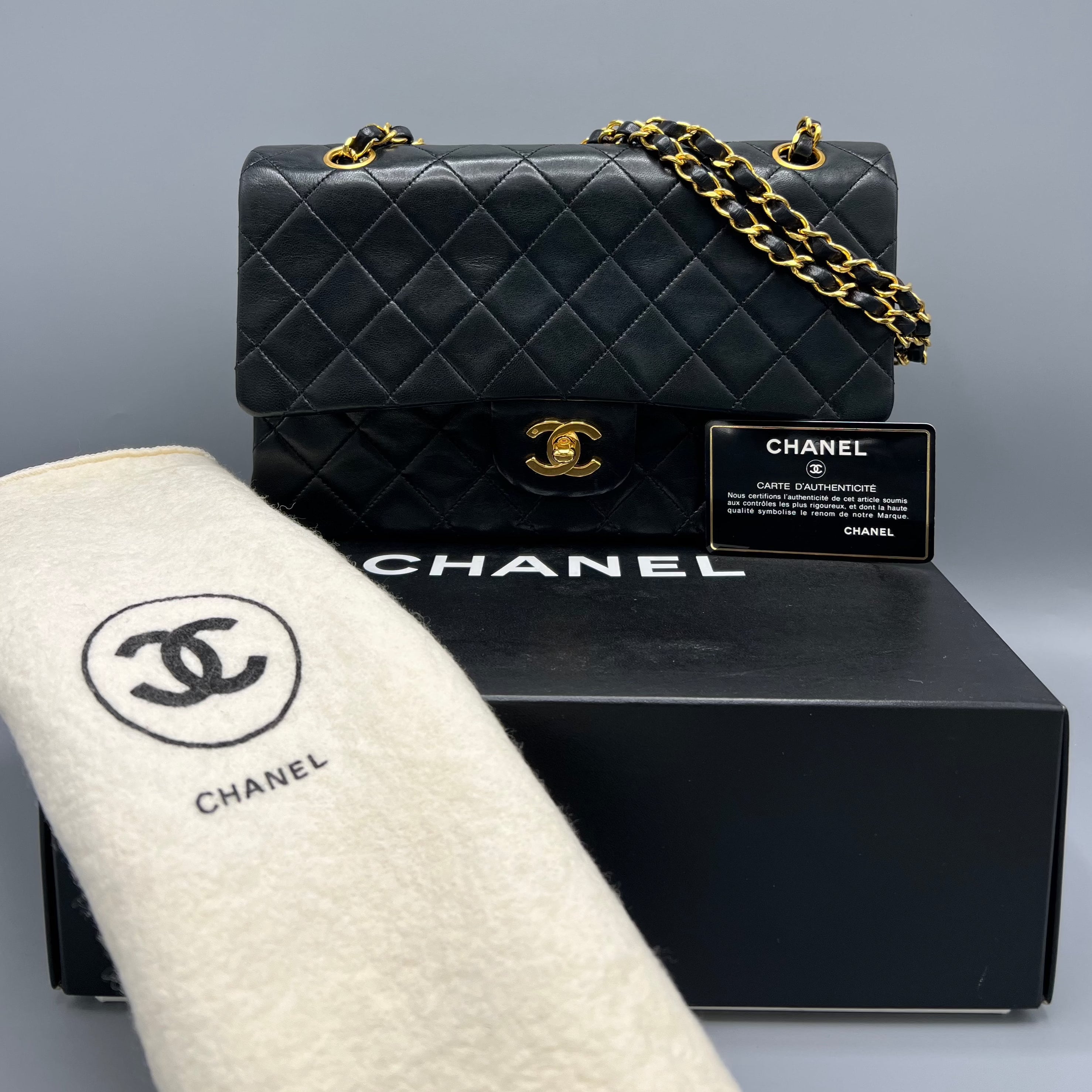 Pre-Owned Chanel Black Medium Double Flap Bag - FULL SET