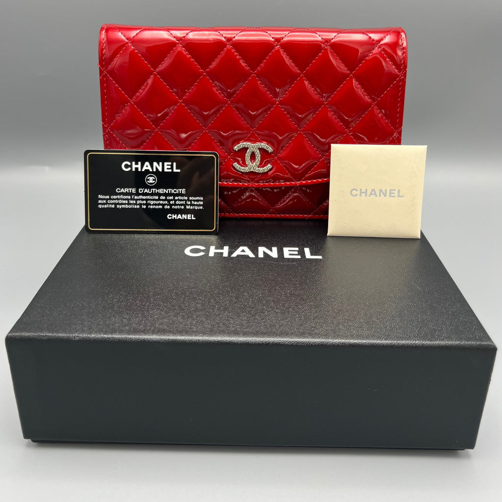 Chanel Timeless Wallet On Chain Patent Red